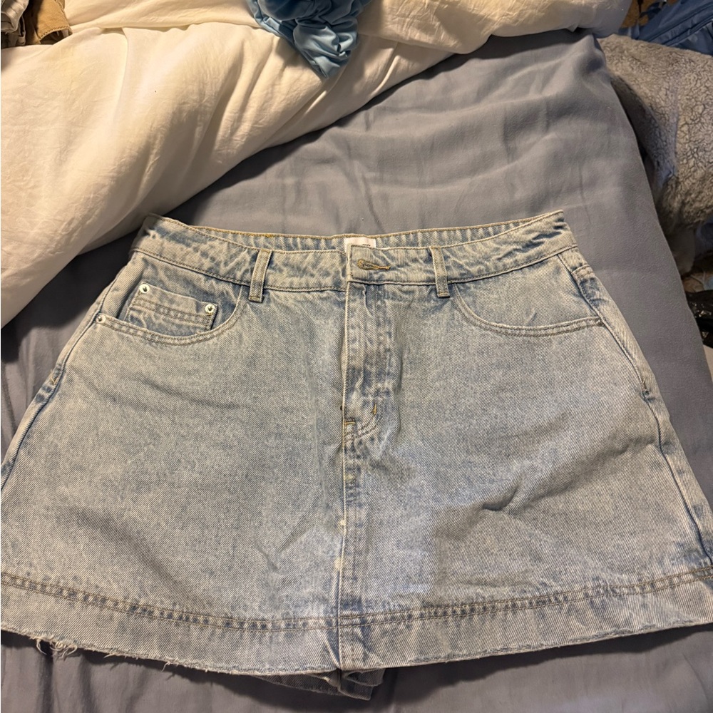 Princess Polly Light Denim Mini Skort